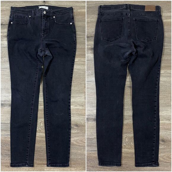 Madewell Denim - MADEWELL 9” High Rise Skinny Jeans in Lunar Wash 29 X 27.5 Washed Black Denim
